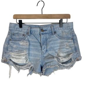 American Eagle Distressed Tomgirl Shortie Shorts Raw Hem 8
